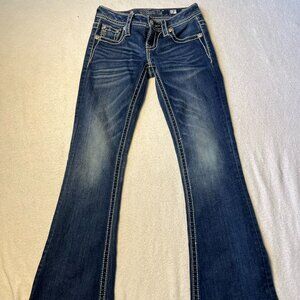 Miss Me Girls Jeans Size 7 Boot Cut Rhinestone Back Pockets Excellent Condition